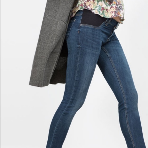Zara Skinny Jeans Blue Denim Maternity L Skinny Mum Fit NWT - Picture 2 of 7